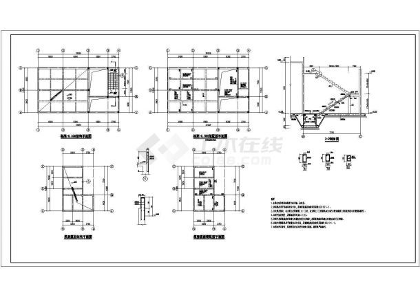 某框架结构消防水池设计cad详细结构施工图（含设计说明）-图二