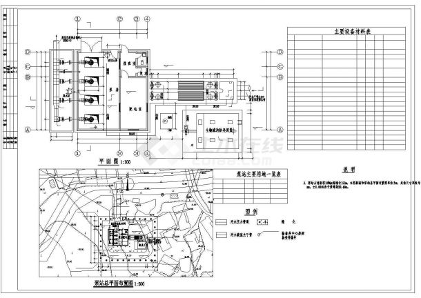 株洲某乡镇级小型污水处理厂全套处理工艺设计CAD图纸-图二