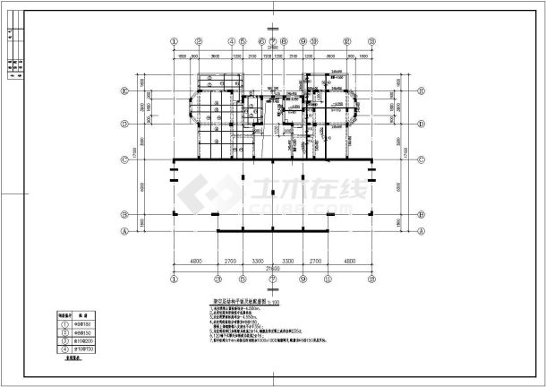某豪华二层框架结构别墅结构设计cad详细施工图-图一