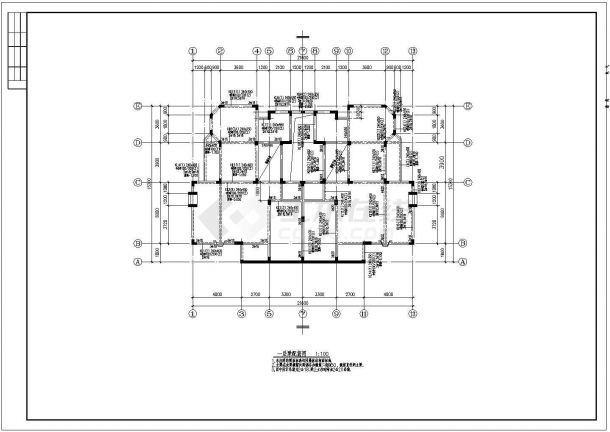 某豪华二层框架结构别墅结构设计cad详细施工图-图二