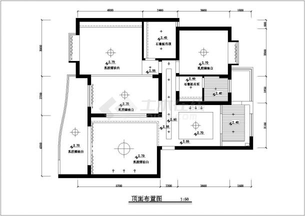 大三居室室内家装设计方案施工CAD图-图一