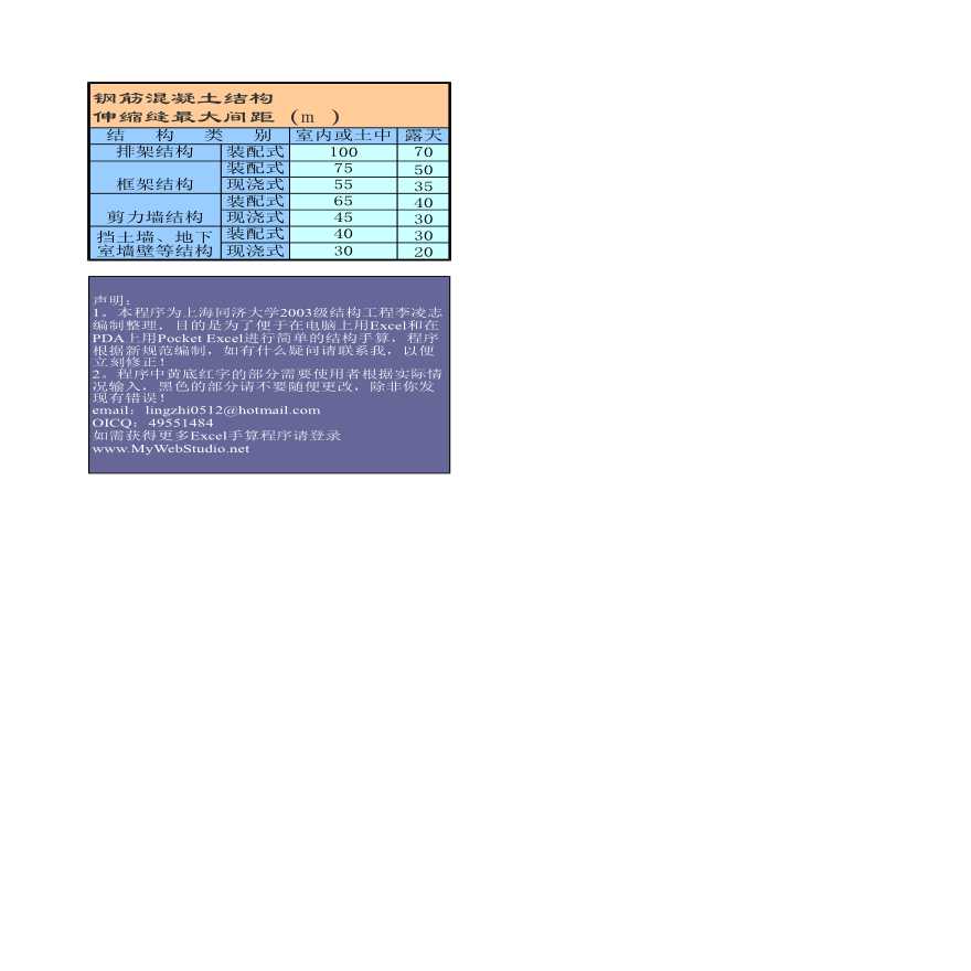 建筑结构计表格--%参数查询-钢筋混凝土结构伸缩缝最大间距-图一