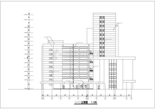 青岛市某11层框架结构商务连锁大酒店全套建筑设计CAD图纸-图一