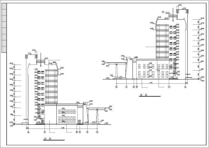 洪江市某临街9700平米9层框架结构星级酒店建筑设计CAD图纸（含地下层）_图1