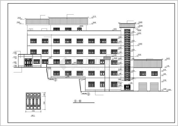 西安市秦岭度假区6层框架结构沿山式高档民宿酒店全套建筑设计CAD图纸-图二