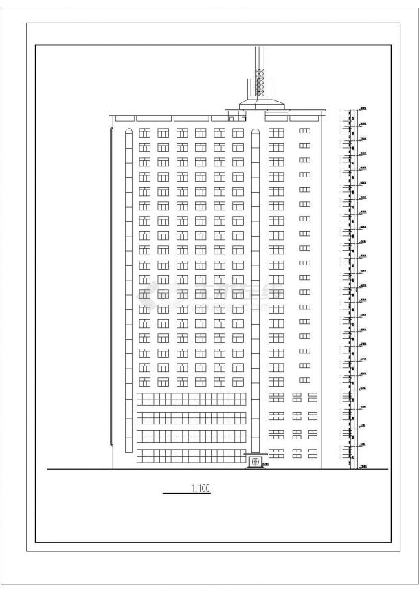 广州市某商圈22层框架结构商务酒店建筑设计CAD图纸（含总图和地下室）-图一