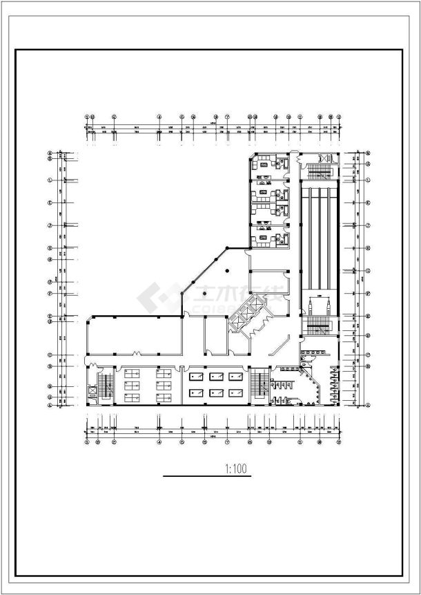 广州市某商圈22层框架结构商务酒店建筑设计CAD图纸（含总图和地下室）-图二