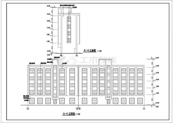 宁波市某街道5层框架结构商务假日宾馆平立面设计CAD图纸（4套方案）-图二