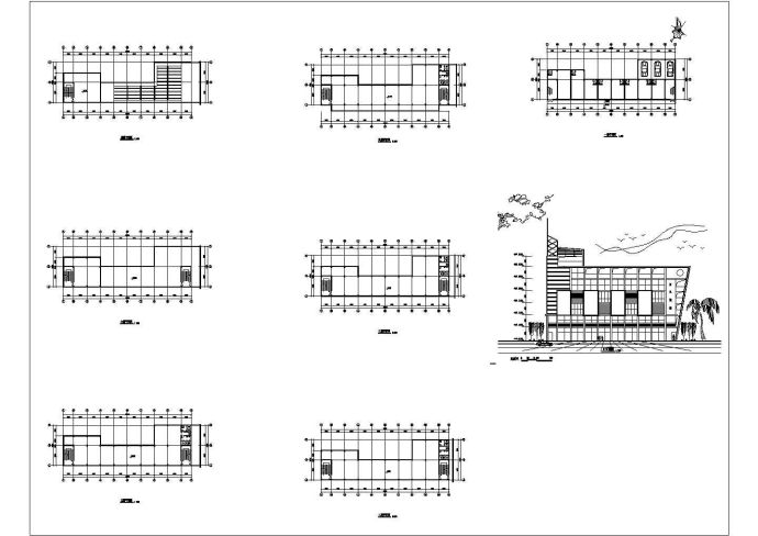 六层商业建筑平立面方案图，共8张_图1