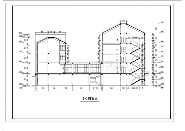 某五层现代化市场综合楼建筑结构施工图（框架结构）-图一