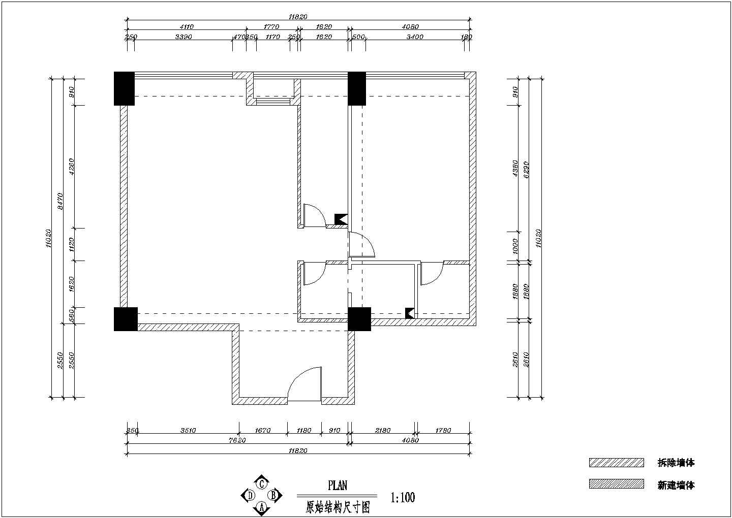 现代中式红色风格住宅装修施工CAD图（附效果图）