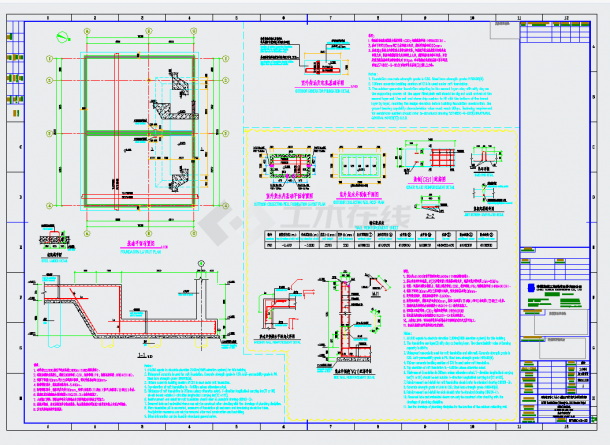 太仓单层框架结构消防泵房及水池结施CAD图纸-图二