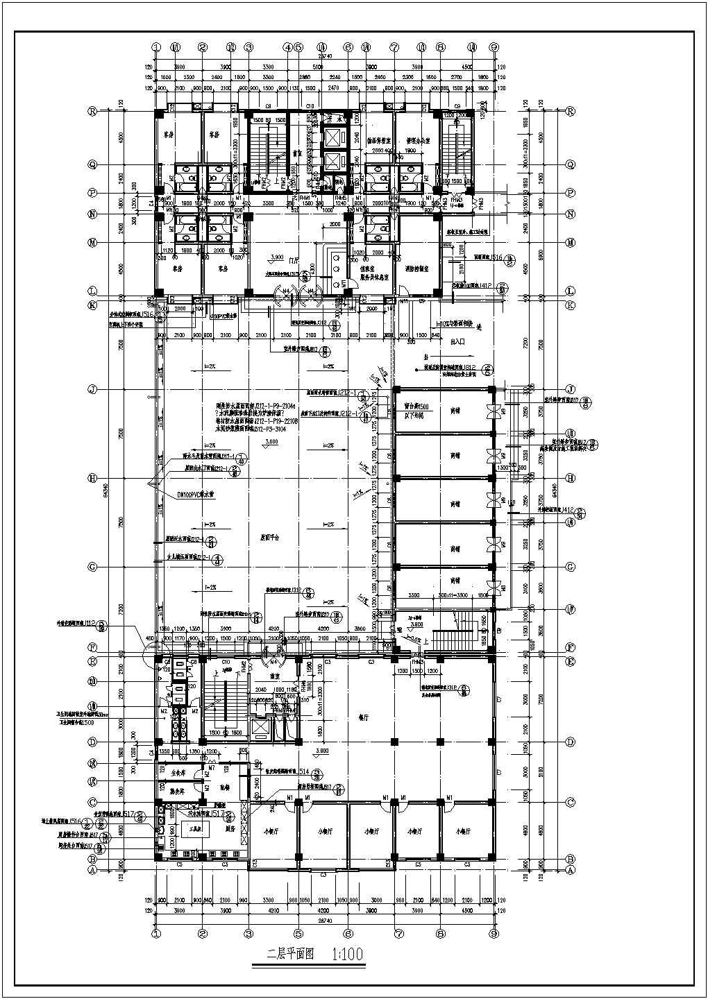 上海市南京路某13层框架结构三星级大酒店建筑设计CAD图纸（含地下1层）