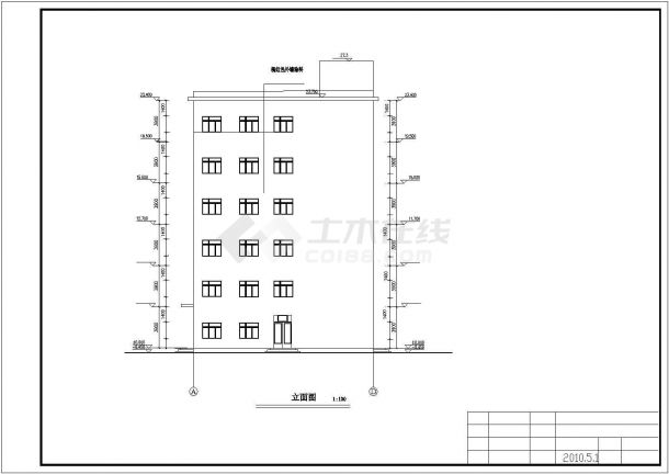 丽水市某商业街5000平米6层框架结构商务宾馆全套建筑设计CAD图纸-图一