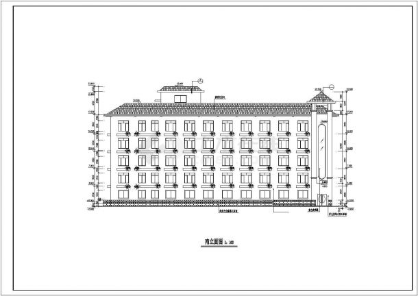 丽江市某休闲度假区5+1层框架结构商务酒店建筑设计CAD图纸-图二