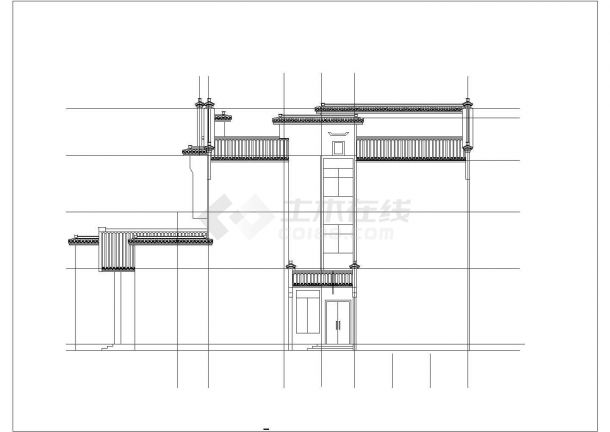 长沙市某度假区2600平米3层框架结休闲山庄酒店建筑设计CAD图纸-图二