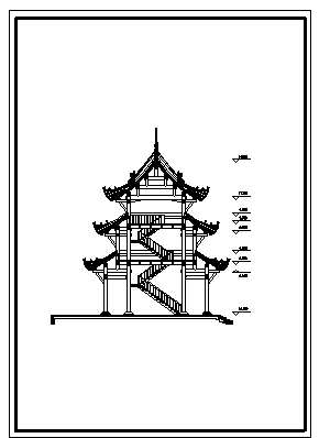 寺庙古设计_某单层寺庙古建筑施工cad图，含效果图-图一