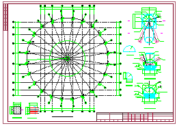 [重庆]桁架与网架混合结构重点大学体育馆钢结构cad设计施工图