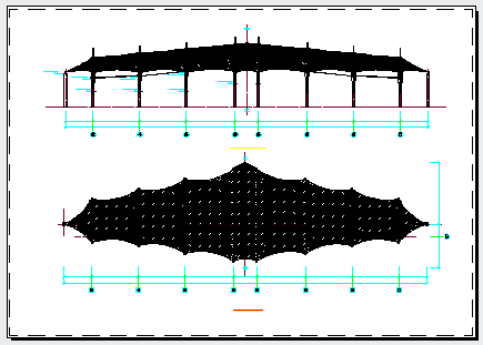 成都某高校看台张拉膜结构cad设计图_图1