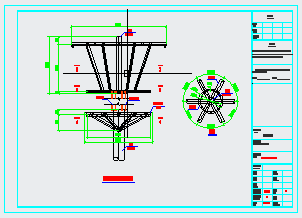 公园六角伞膜结构cad设计施工图-图一