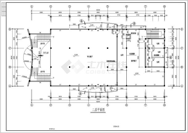河南省商丘市某食堂建筑设计CAD图纸-图二