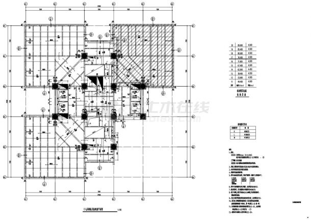 GGS-62 十七层模板及板配筋平面图-图一