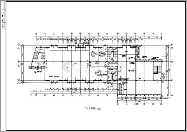 河南省巩义市某乡镇派出所食堂综合楼施工CAD图纸-图一