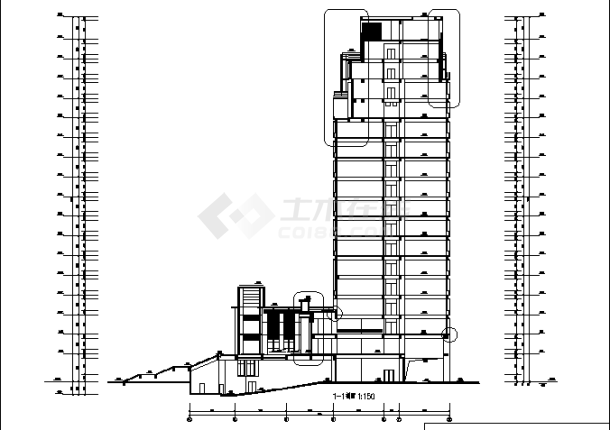 某华南理工大学技术科学楼建筑设计施工cad图纸-图二