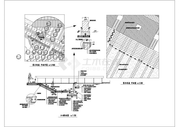 某景观跌水设计cad建筑施工详图（标注详细）-图一