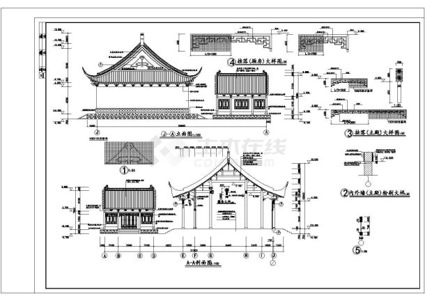 【常州】某景区寺庙财神殿建筑全套施工设计cad图-图二