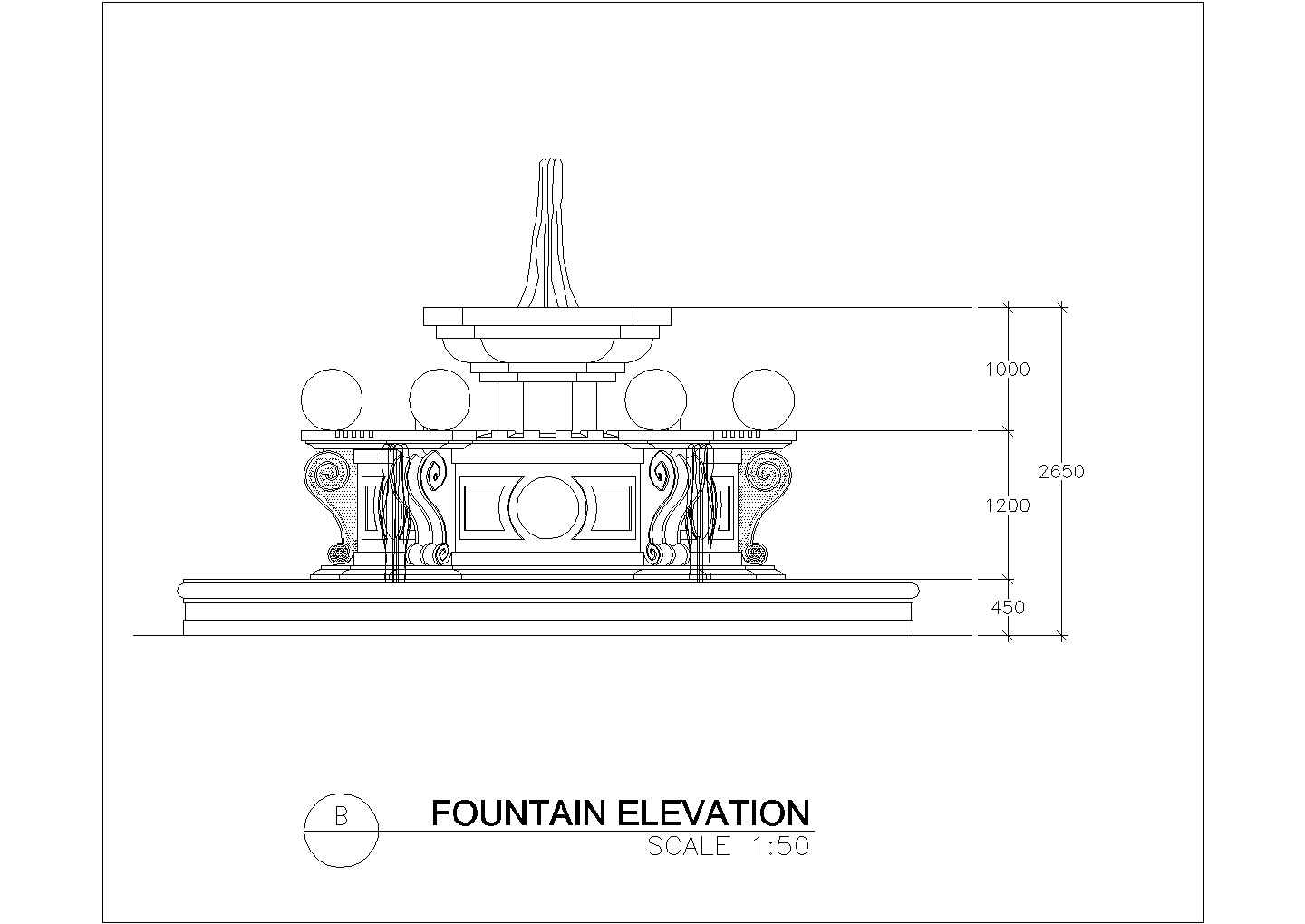 某休闲城市广场特色喷泉设计cad施工详图