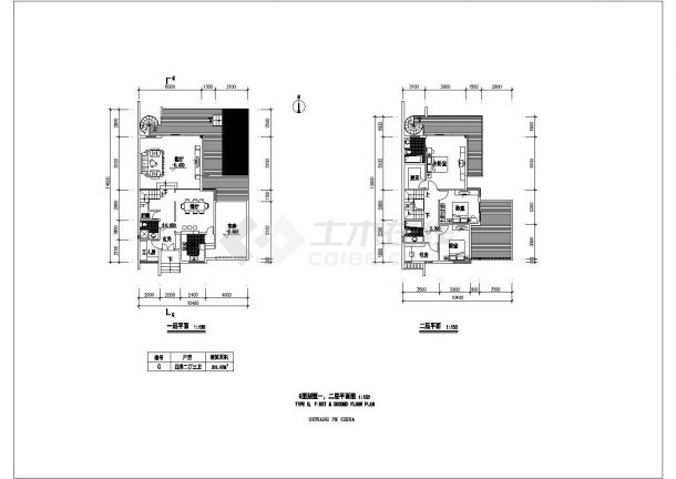 某二层几套斜屋顶别墅建筑方案图，21张图纸-图一