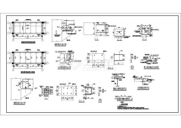 某多层框架间钢连廊设计cad连接施工图（含设计说明）-图二