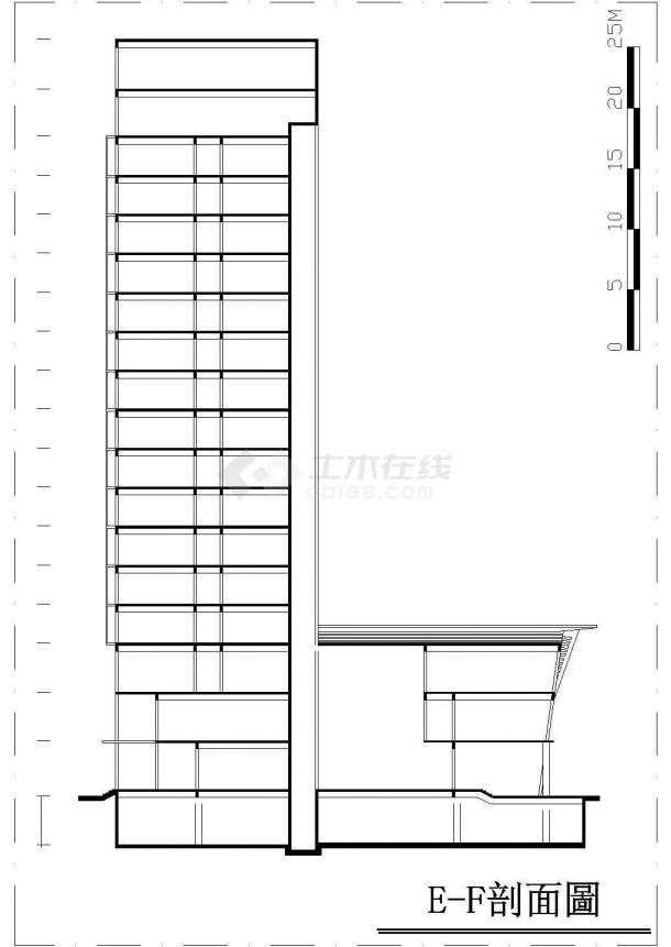 兴平市人民西路某16层框架结构商务星级酒店建筑设计CAD图纸-图二