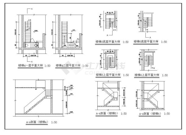 某大院设计楼梯与电梯施工图-图二