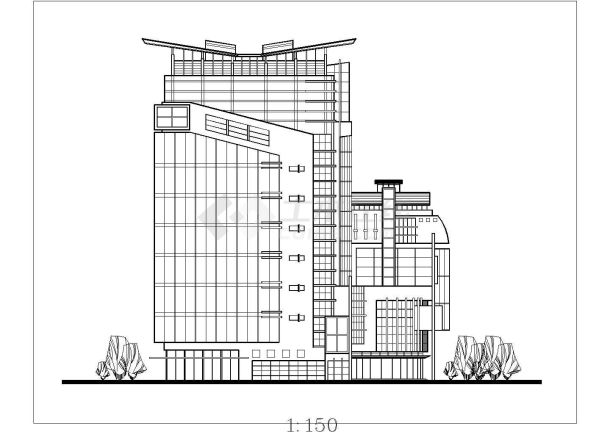 上海嘉定区某7000平米8层框架结构假日酒店建筑设计CAD图纸（含总图）-图一