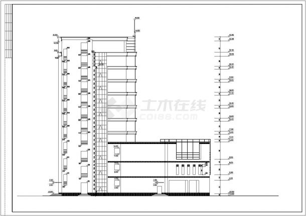 青岛市某商业街11层框剪结构星级大酒店建筑设计CAD图纸（含机房层）-图一