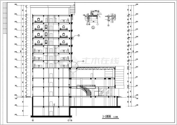 青岛市某商业街11层框剪结构星级大酒店建筑设计CAD图纸（含机房层）-图二