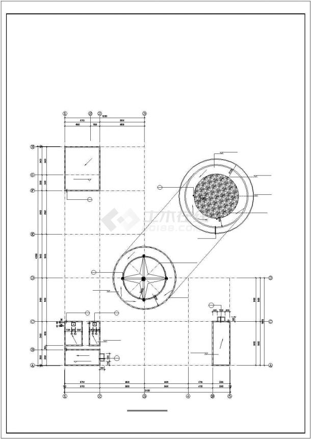 锦州市某10层框混结构高档大酒店建筑设计CAD图纸（含水箱和梯顶层）-图二