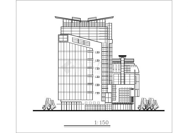 榆林市榆南路某7200平米八层框架结构商务大酒店建筑设计CAD图纸-图一