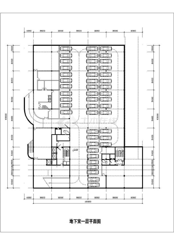 21层框架剪力墙结构高档大酒店全套平面设计CAD图纸（含地下双层）-图二