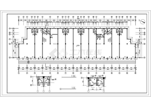 某地上四层商务综合楼建筑施工CAD全套图纸-图二