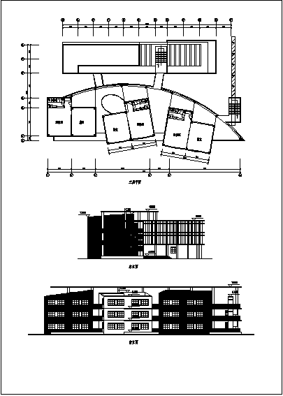 淮安某小区3层幼儿园教学楼建筑设计施工cad图纸-图一