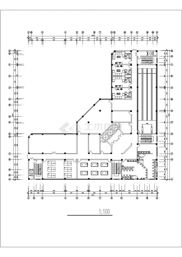 南通市某22层框剪结构星级大酒店建筑设计CAD图纸（含总图和地下层）-图一