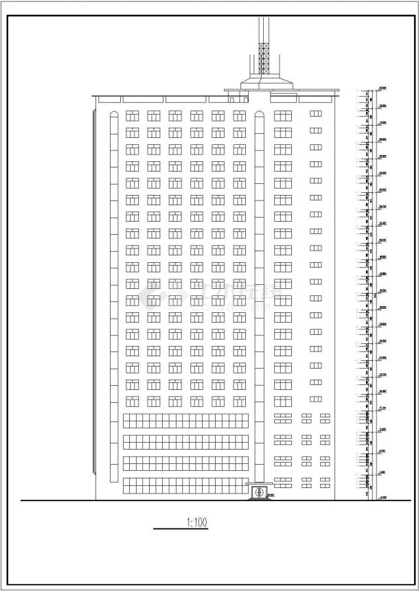 南通市某22层框剪结构星级大酒店建筑设计CAD图纸（含总图和地下层）-图二