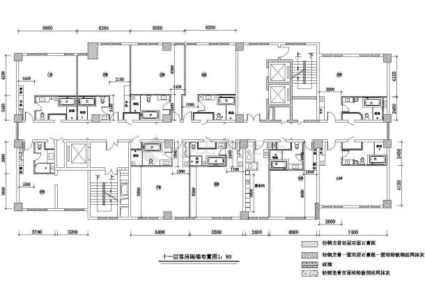 乌鲁木齐市某高档休闲大酒店客房层平面建筑装修设计CAD图纸-图二