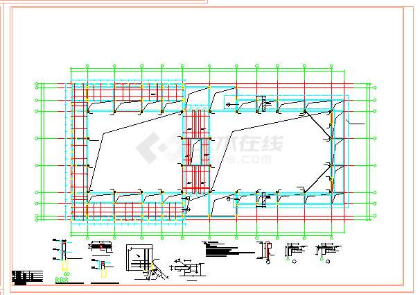 某报告厅全套结构cad设计施工图纸-图二