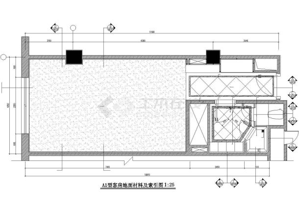 成都市青白江区某高档商务酒店客房样板房全套装修设计CAD图纸-图一