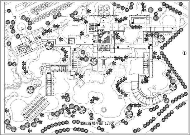 舟山市普陀山景区某3层框架结构假日山庄酒店建筑设计CAD图纸-图一