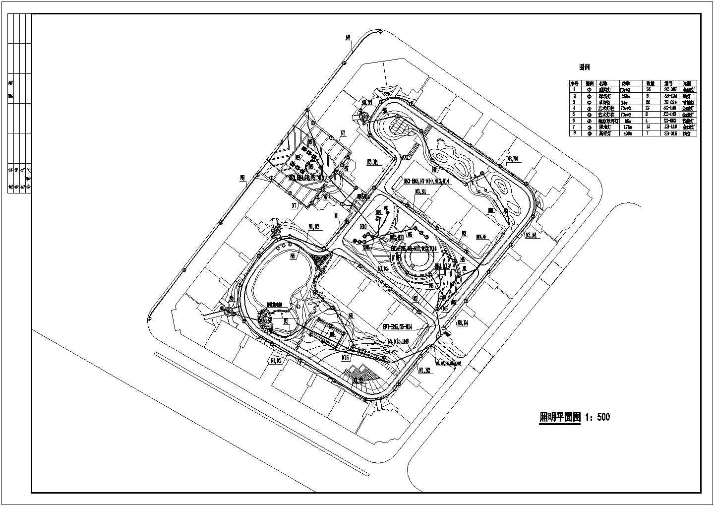 南昌市某居住区景观设计施工水电布置CAD图纸